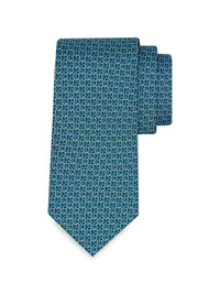 Ferragamo Men Gancini Links Print Silk Tie