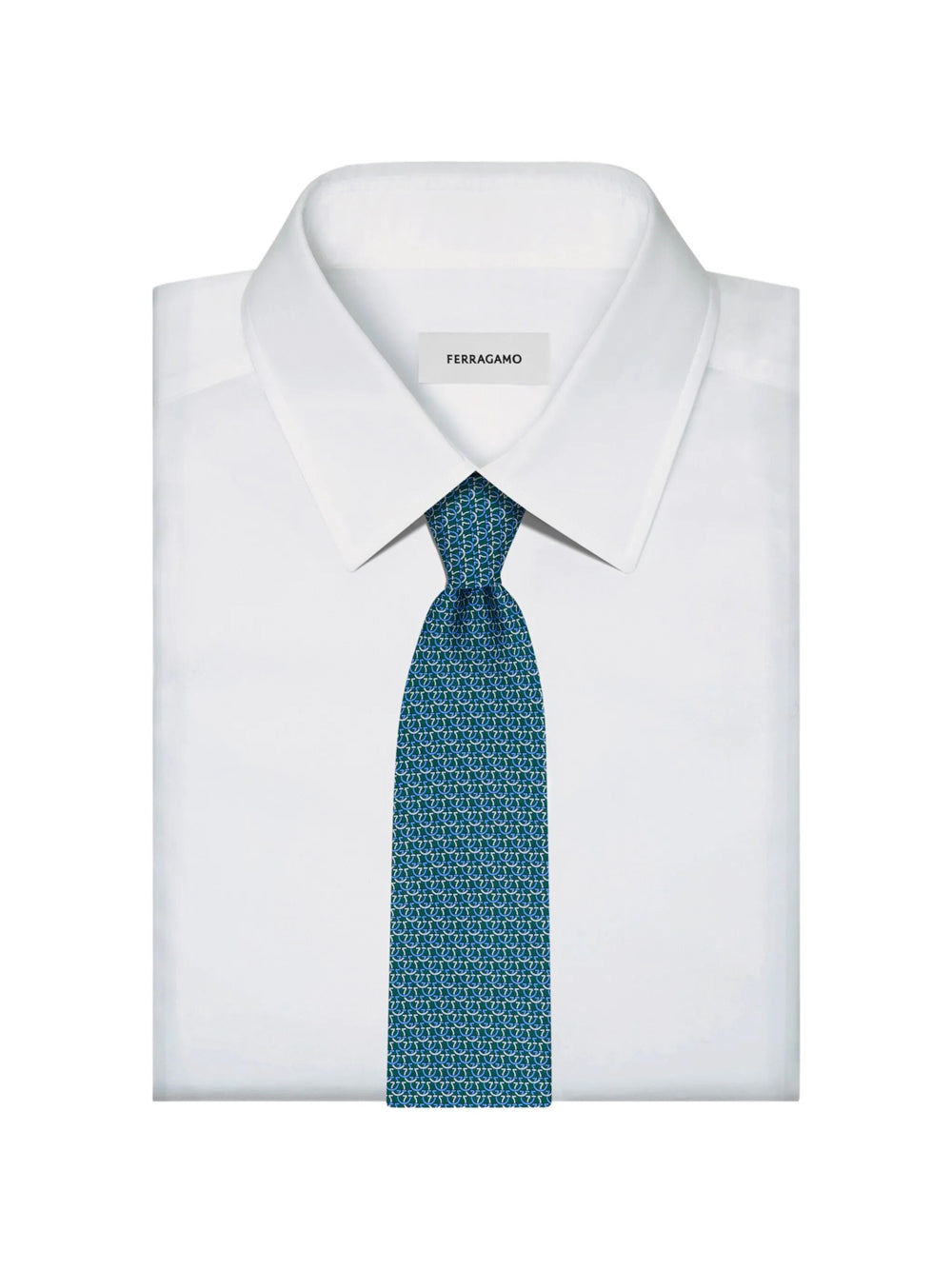 Ferragamo Men Gancini Links Print Silk Tie
