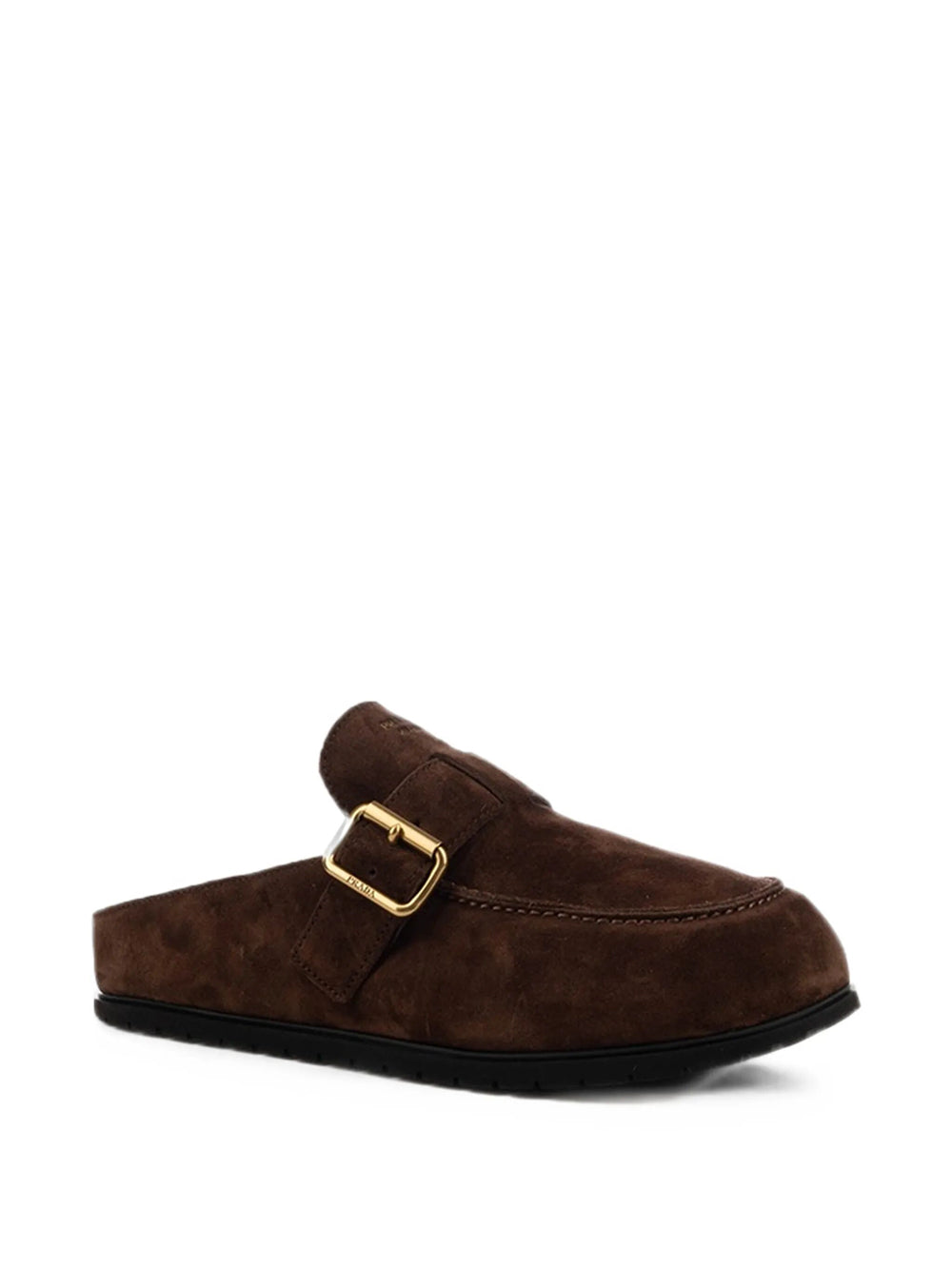 PRADA Suede Slippers With Buckle And Sheepskin Lining Women