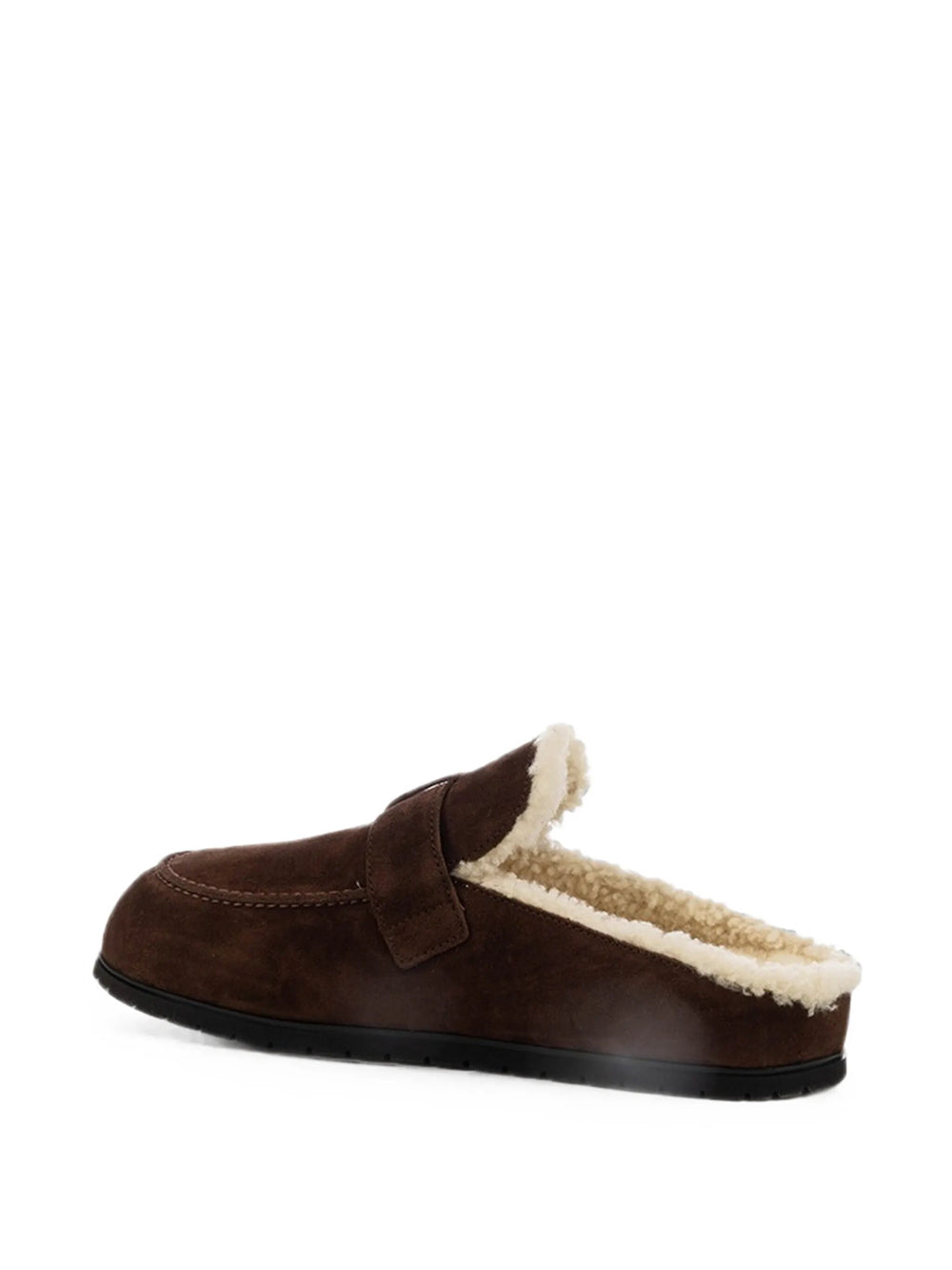 PRADA Suede Slippers With Buckle And Sheepskin Lining Women