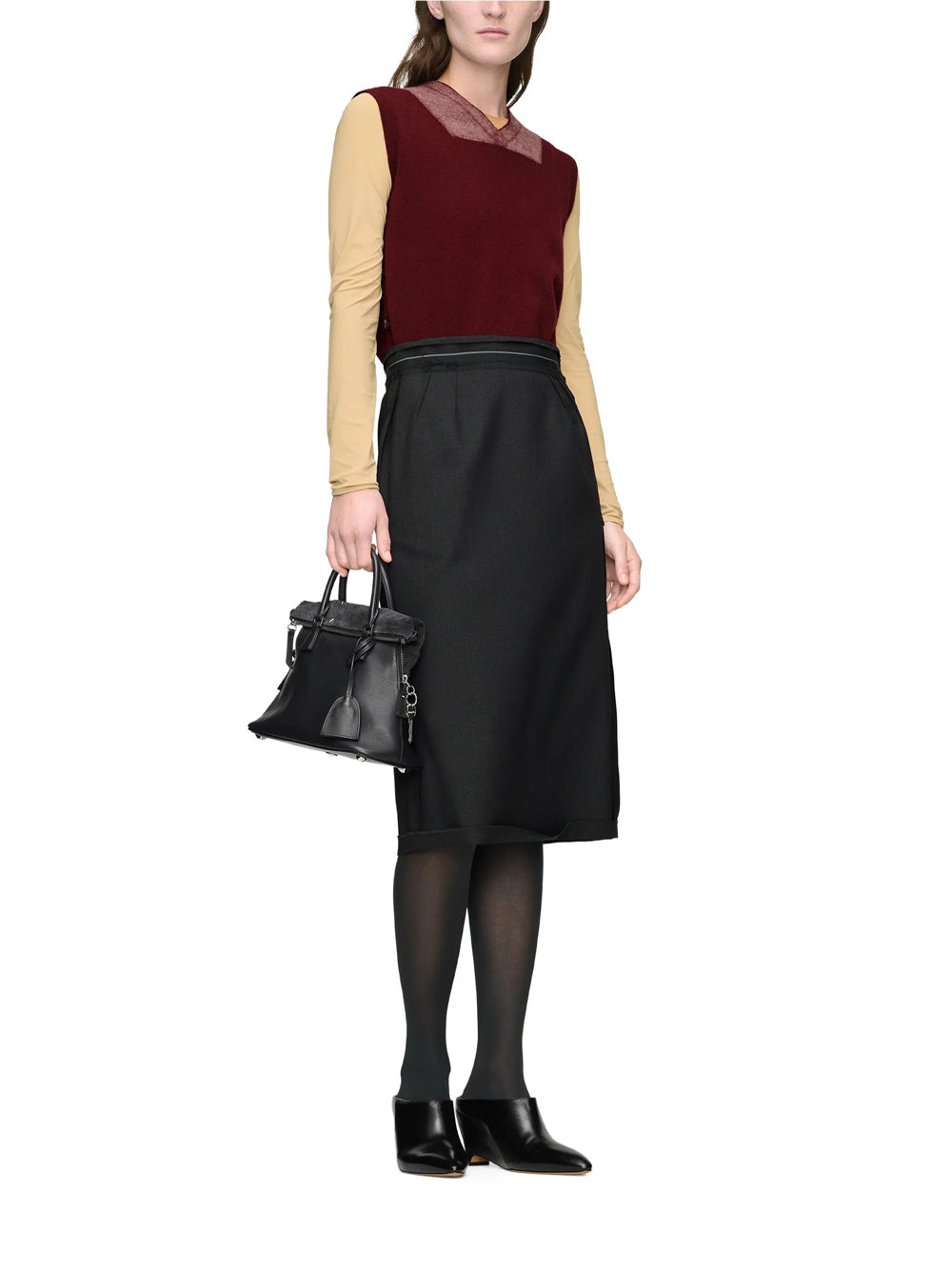 Maison Margiela Women Reversed Wool Midi Skirt
