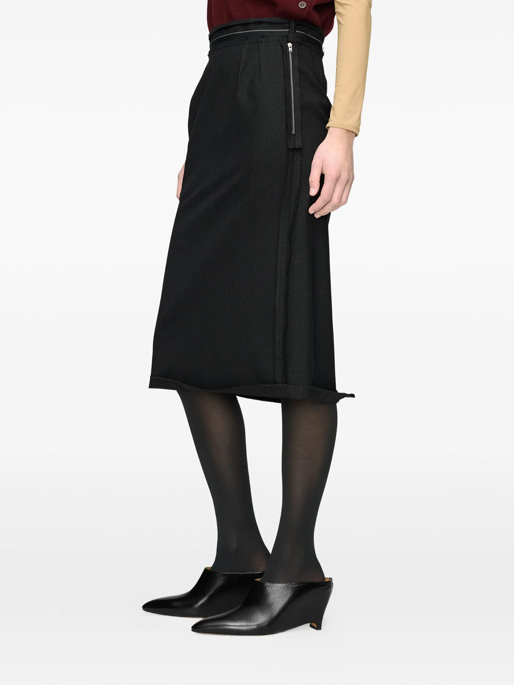 Maison Margiela Women Reversed Wool Midi Skirt