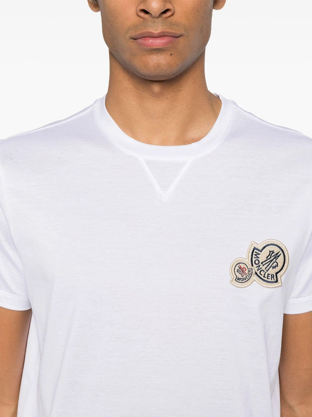Moncler Men Double Logo Patch Cotton T-Shirt