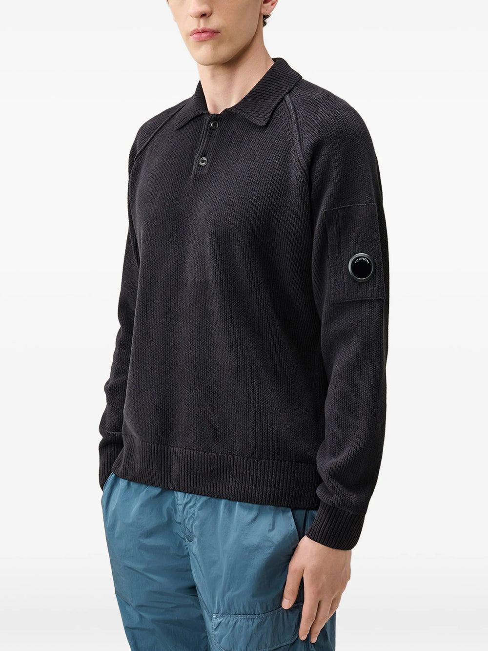 C.P. Company Men Lens-Detail Ribbed Polo Shirt