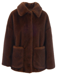 HERNO Faux-Fur Patch-Pocket Short Coat Women