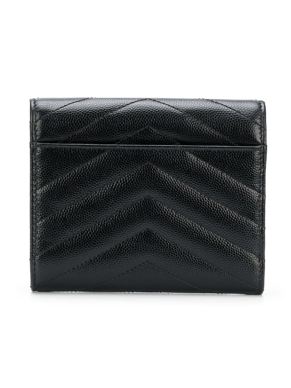 Saint Laurent Women Grain De Poudre Leather Cassandre Matelassé Compact Tri Fold Wallet