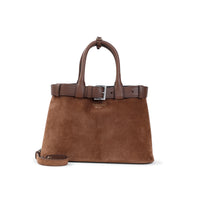 Prada Women Suede Prada Buckle Medium Handbag
