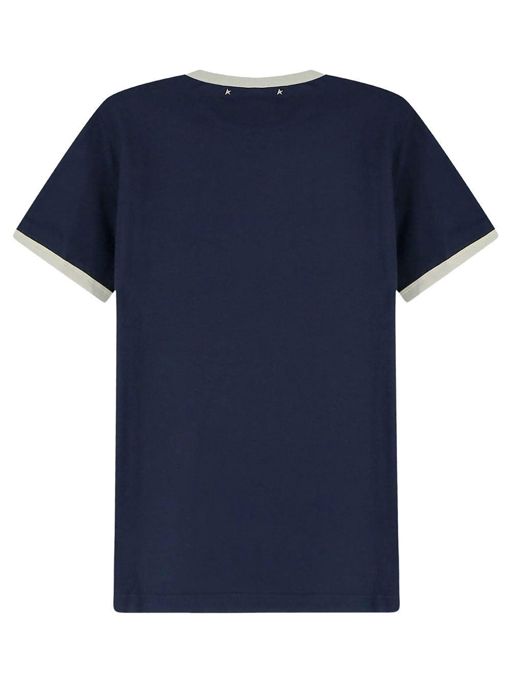 Golden Goose Men T-Shirt In Cotone Blu Con Stampa Golden