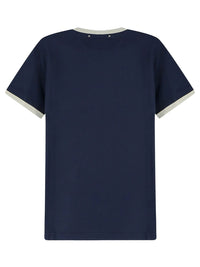 GOLDEN GOOSE T-Shirt In Cotone Blu Con Stampa Golden Women