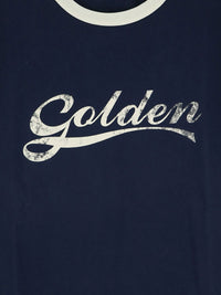 Golden Goose Men T-Shirt In Cotone Blu Con Stampa Golden