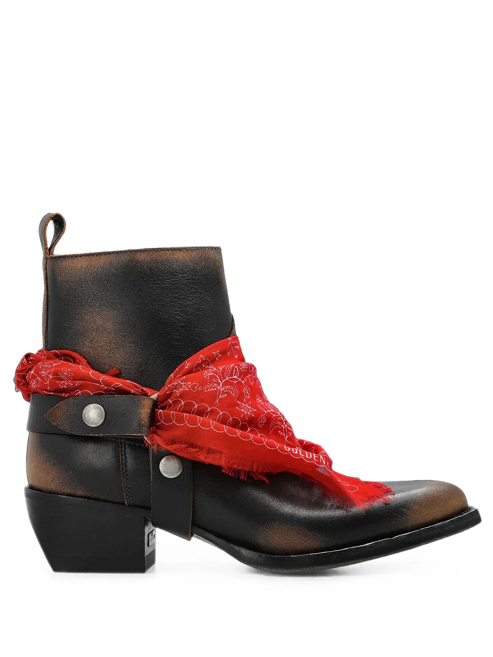 GOLDEN GOOSE Stivali Debbie Bassi In Pelle Nera Con Fibbia Rimovibile E Bandana Women