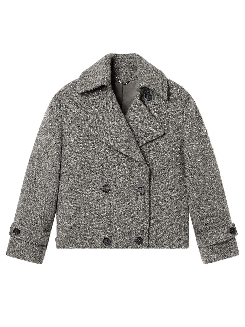 GOLDEN GOOSE Cappotto Corto Regina In Lana Con Paillettes E Ricami Women