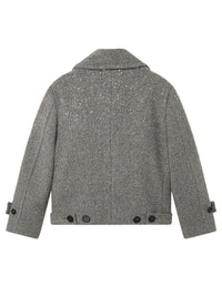 GOLDEN GOOSE Cappotto Corto Regina In Lana Con Paillettes E Ricami Women