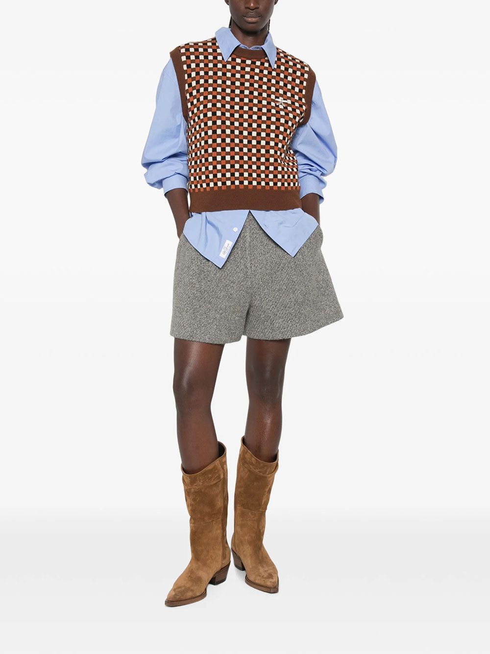 GOLDEN GOOSE Golden Goose Women Gilet Roby In Maglia Di Lana A Scacchi