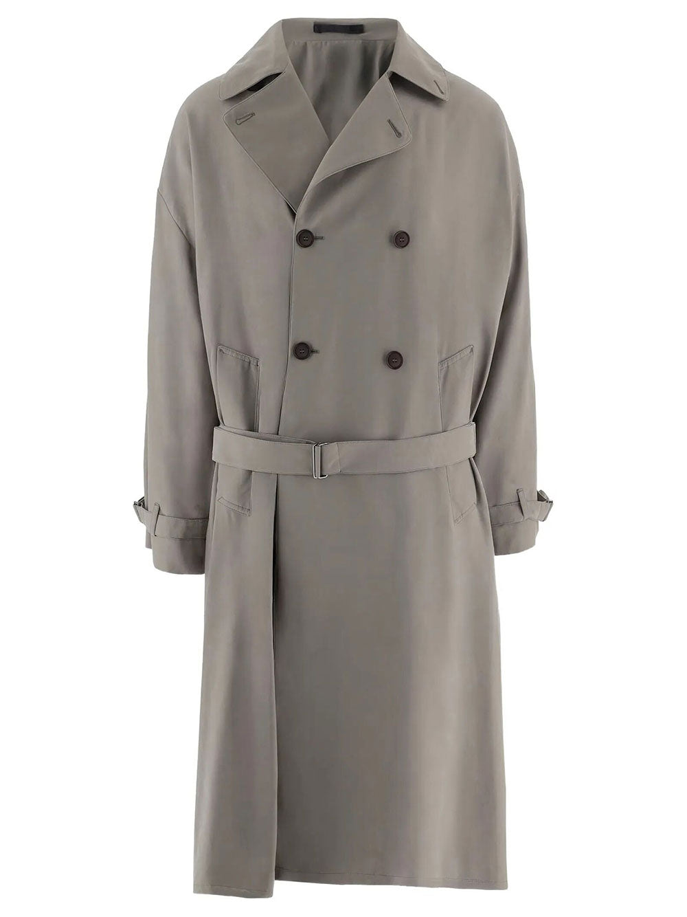 Giorgio Armani Men Trench Doppiopetto Over In Rasetto Effetto Pelle