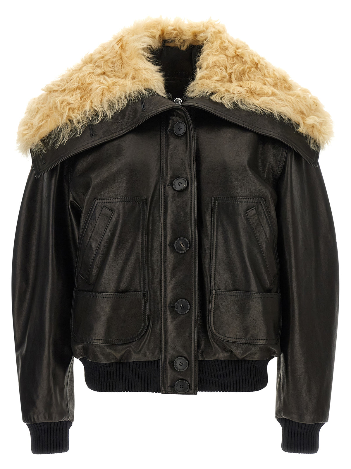 The Attico Women Shearling Neck Bomber Jacket