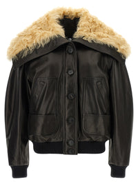 The Attico Women Shearling Neck Bomber Jacket