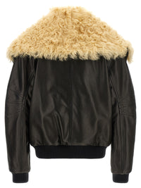 The Attico Women Shearling Neck Bomber Jacket