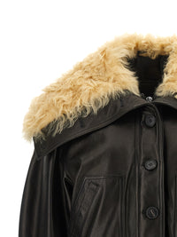 The Attico Women Shearling Neck Bomber Jacket