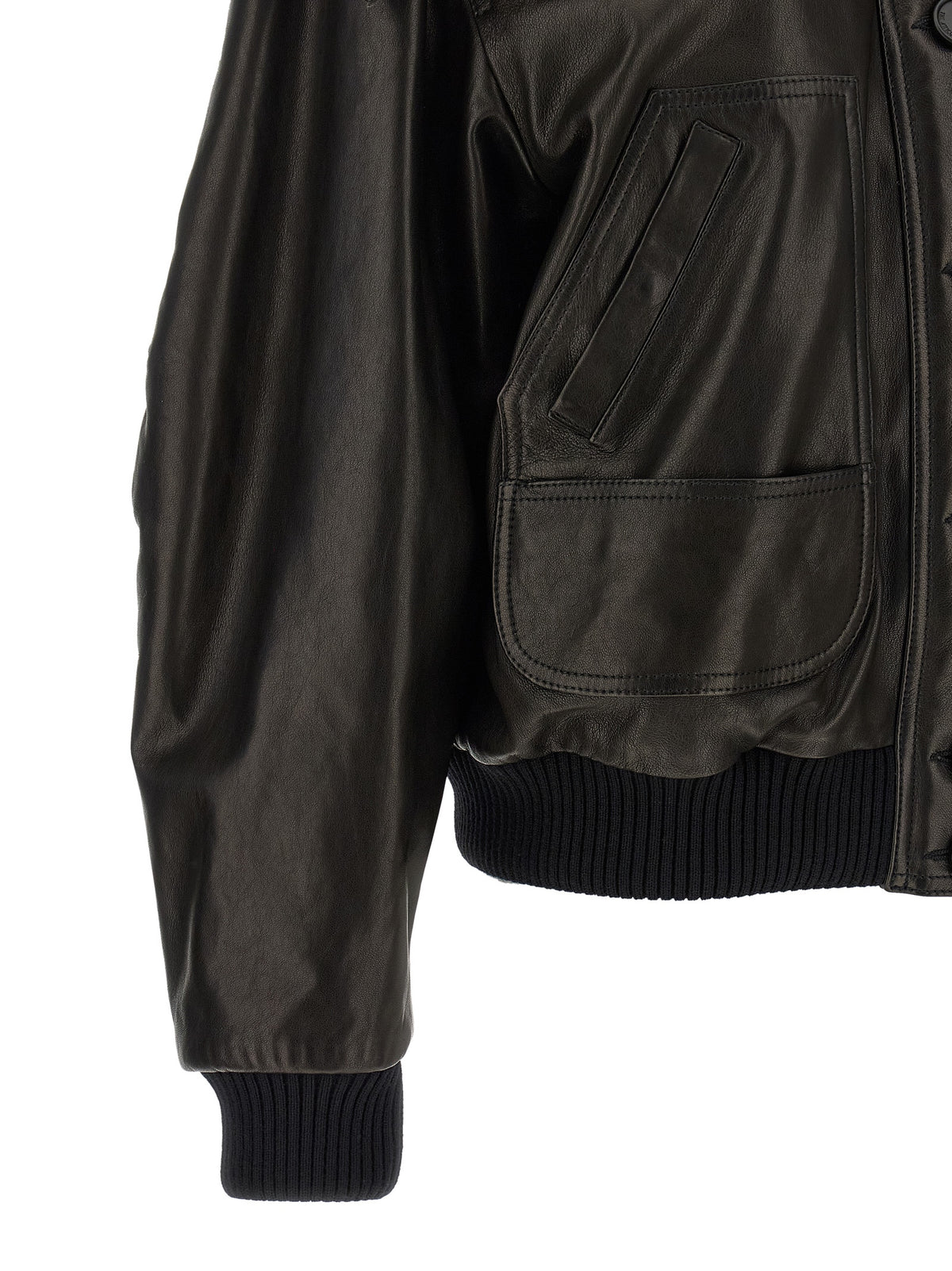 The Attico Women Shearling Neck Bomber Jacket