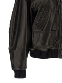 The Attico Women Shearling Neck Bomber Jacket