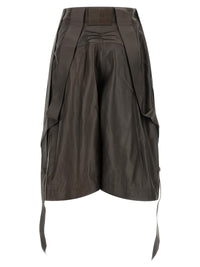 The Attico Women Brown Leather Bermuda Shorts