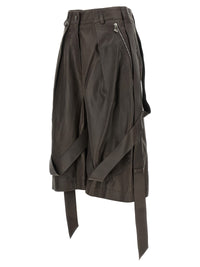 The Attico Women Brown Leather Bermuda Shorts