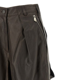 The Attico Women Brown Leather Bermuda Shorts