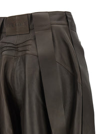 The Attico Women Brown Leather Bermuda Shorts