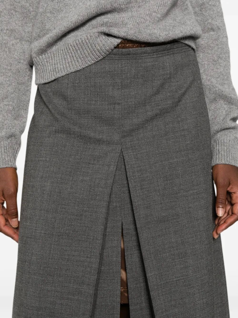 Prada Women Wool Skirt With Nylon Waistband