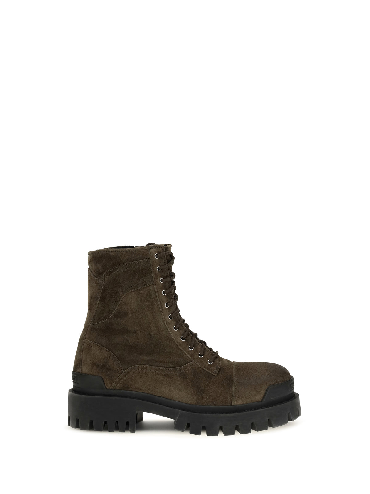 Balenciaga Men Combat Strike Waxed Suede Calf Leather Boots