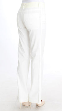 Ermanno Scervino White Striped Straight Fit Women's Pants