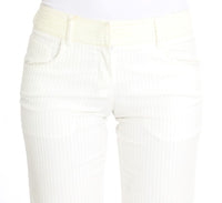 Ermanno Scervino White Striped Straight Fit Women's Pants