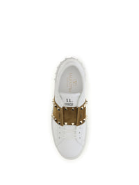 Valentino Garavani Women Rockstud Untitled Sneakers With Suede Band