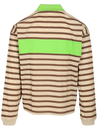 Versace Men Striped Cotton Polo Shirt With Inlay