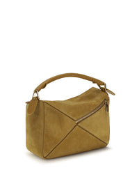 Loewe Women Small Featherlight Puzzle Suede Handbag