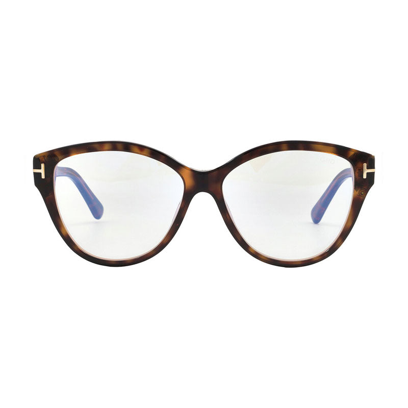 Tom Ford Tom Ford Eyeglasses Cat Eye Full Rim, Black/Crystal Frame and Clear Blue Light Block Lens FT5954-B003