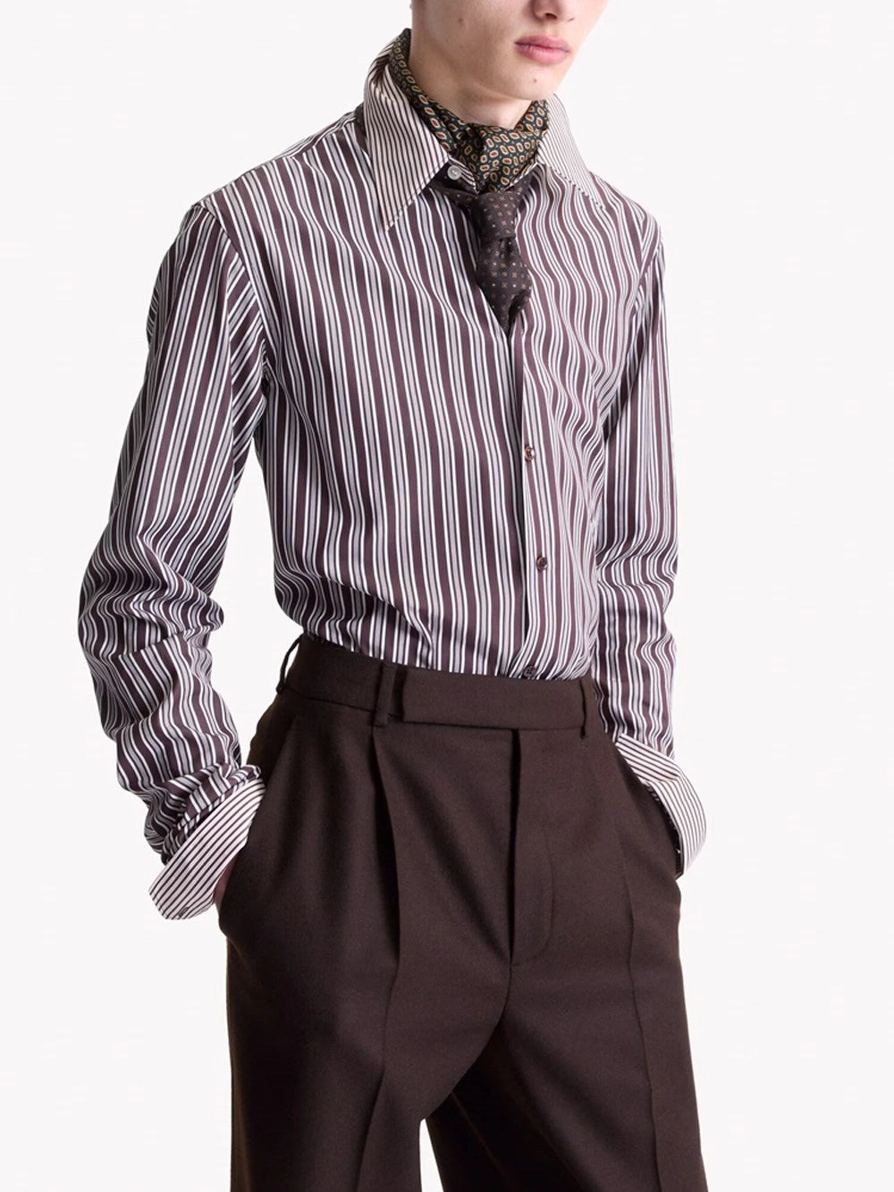 Saint laurent Saint Laurent Men Winchester Shirt In Striped Cotton Poplin