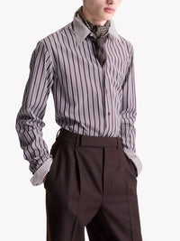Saint laurent Saint Laurent Men Winchester Shirt In Striped Cotton Poplin