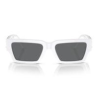 Versace Sunglasses Rectangle Full Rim, White Frame and Dark Grey Lens VE4459314/87