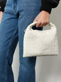 Bottega Veneta Women Mini Hop Leather Crossbody Bag With Intrecciato Pattern