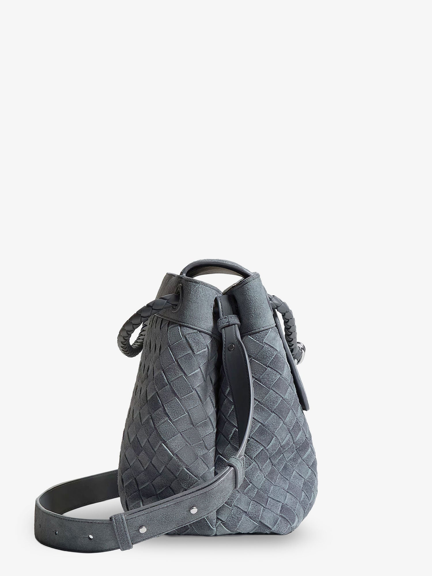 Bottega Veneta Men Andiamo Messenger Suede Shoulder Bag With Intrecciato Motif