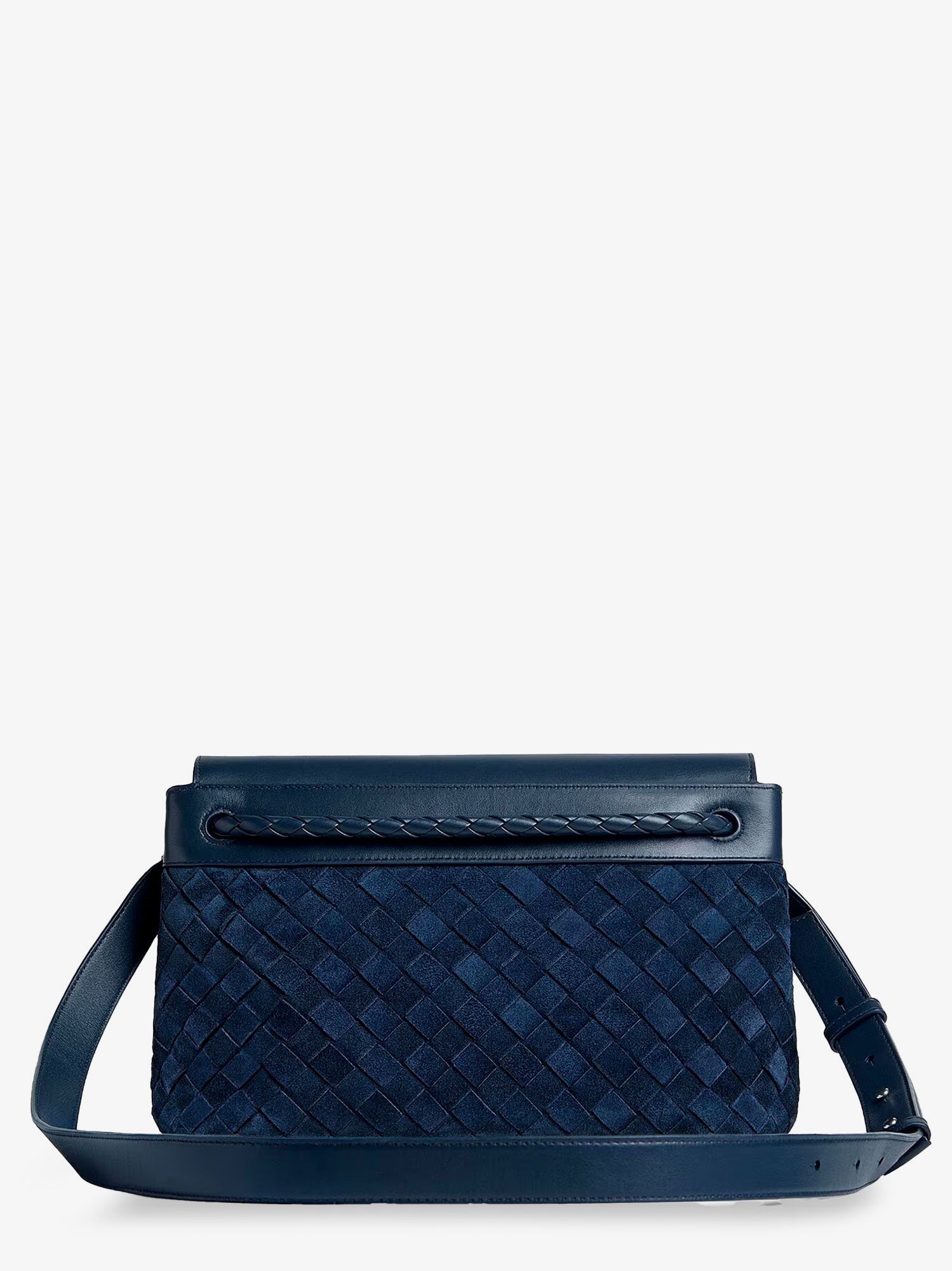 Bottega Veneta Men Andiamo Messenger Suede Crossbody Bag With Intrecciato Motif
