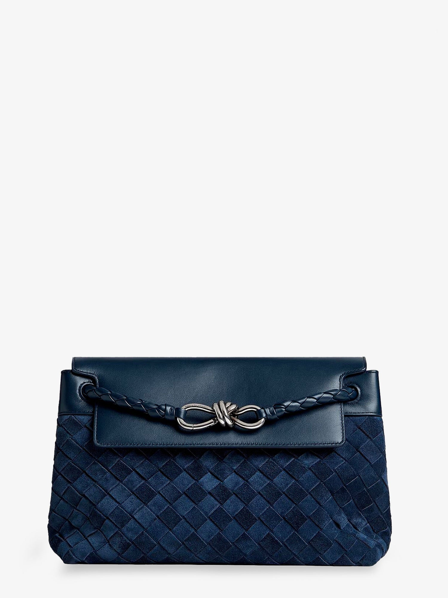 Bottega Veneta Men Andiamo Messenger Suede Crossbody Bag With Intrecciato Motif