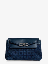 Bottega Veneta Men Andiamo Messenger Suede Crossbody Bag With Intrecciato Motif