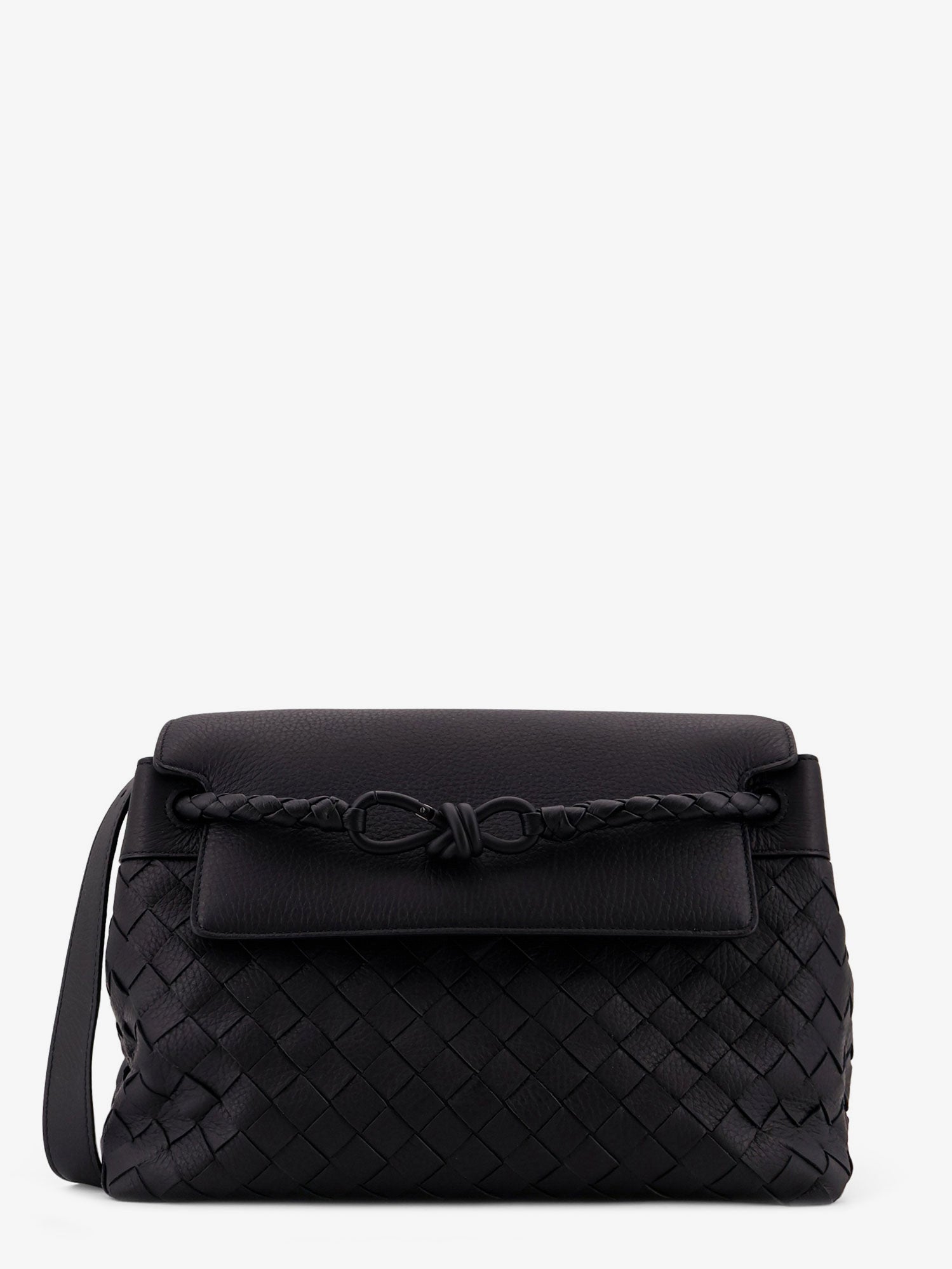 Bottega Veneta Men Andiamo Leather Shoulder Bag With Intrecciato Pattern
