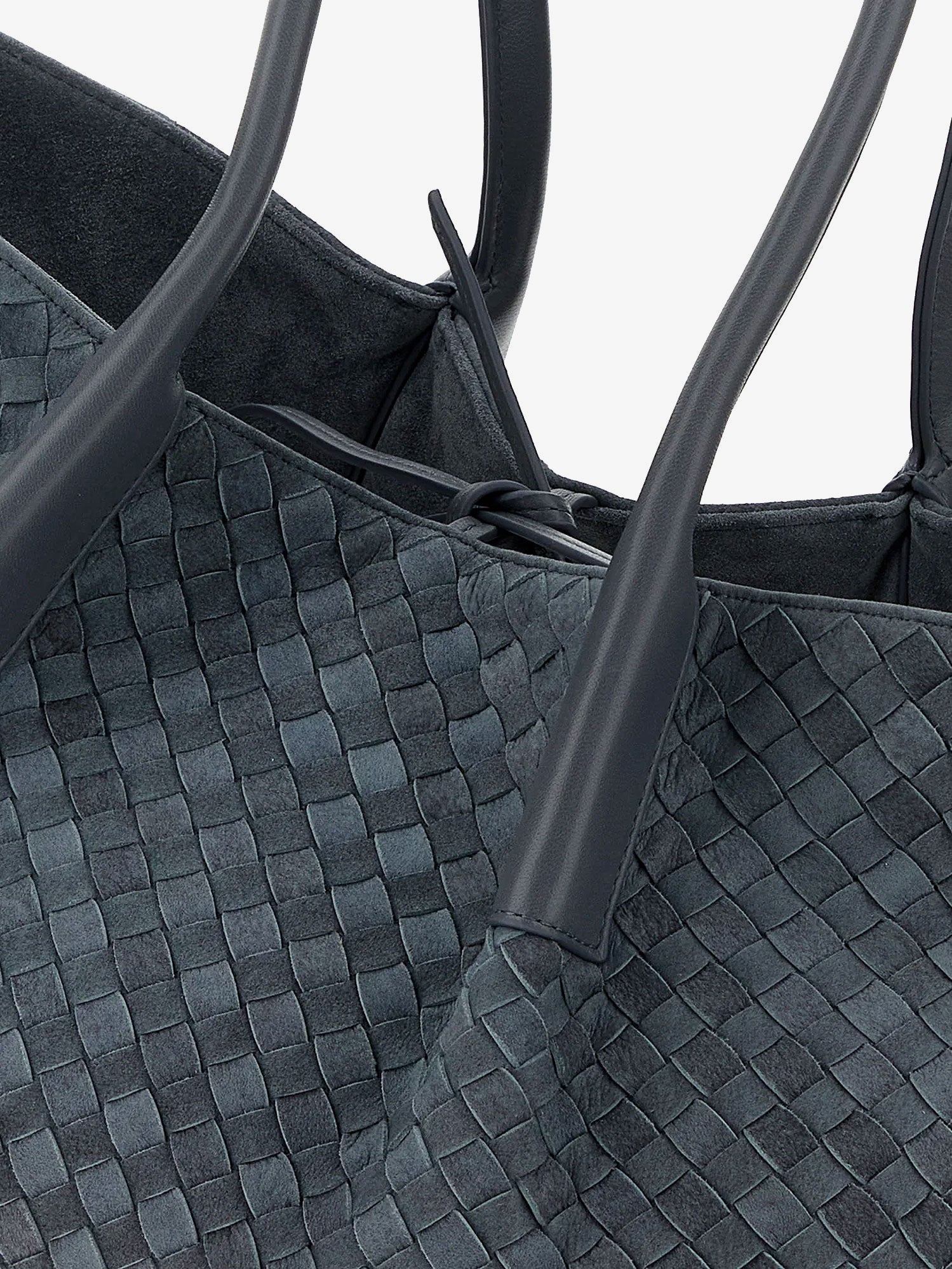 Bottega Veneta Women Pinacoteca Suede Handbag With Intrecciato Motif