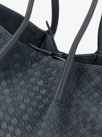 Bottega Veneta Women Pinacoteca Suede Handbag With Intrecciato Motif