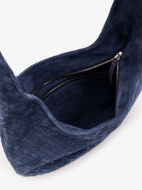 Bottega Veneta Men Veneto Suede Crossbody Bag With Intrecciato Motif