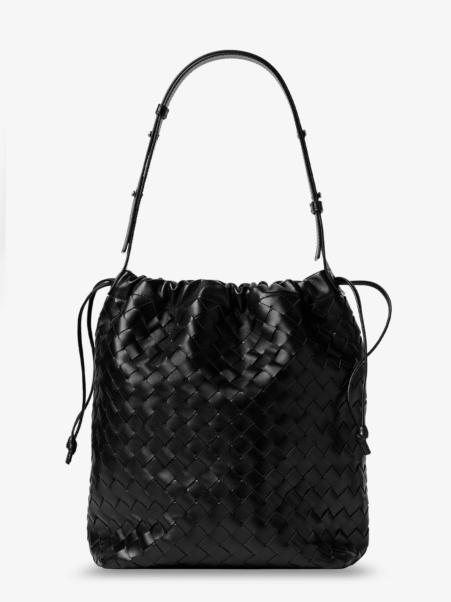 Bottega Veneta Men Bucket Intrecciato Biblioteca Leather Shoulder Bag
